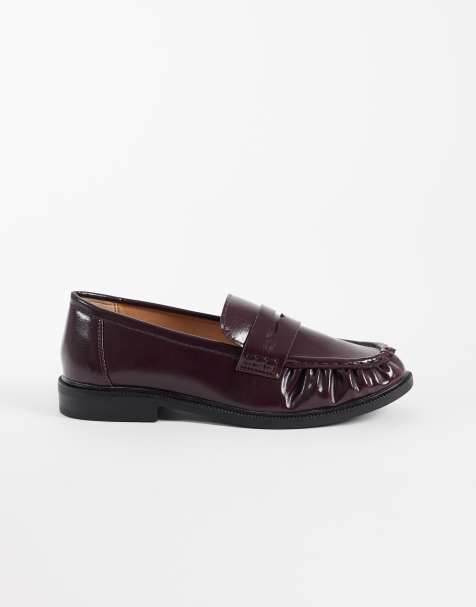 SEQWL Wide Fit Cadilliac penny loafers in cherry - view 1
