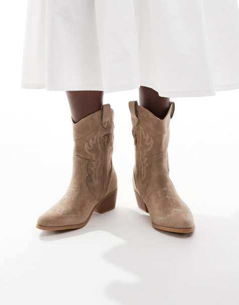 SEQWL Wide Fit Cattle western boots in camel - view 1