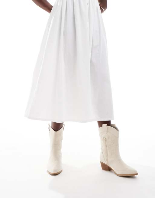 SEQWL Wide Fit Cattle western boots in stone, 2 of 4