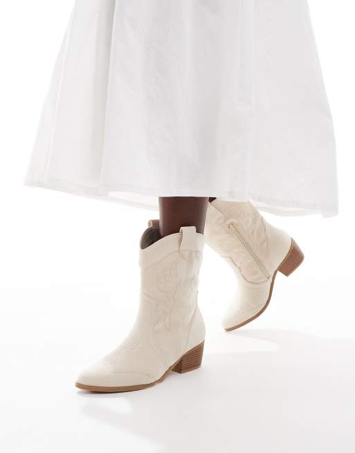 SEQWL Wide Fit Cattle western boots in stone, 4 of 4