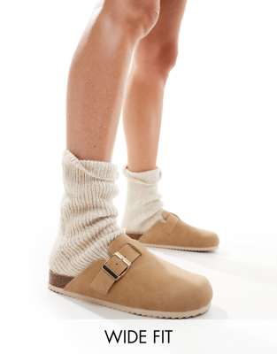 SEQWL Wide Fit clogs in sand-Neutral