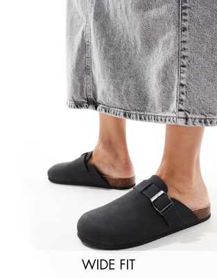 SEQWL Wide Fit - Clogs in Schwarz mit weiter Passform