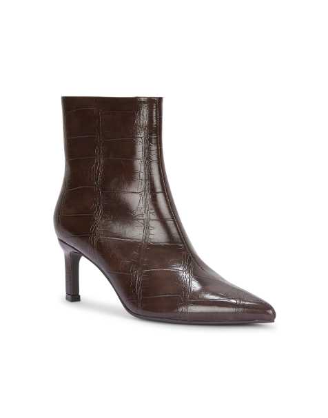 SEQWL Wide Fit Dress ankle boots with stiletto high heels and pointed toe in chocolate - view 1