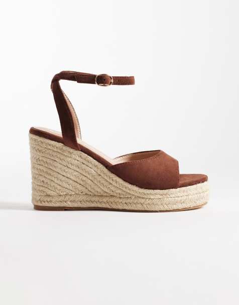 SEQWL Wide Fit espadrille wedge sandals in brown - view 1