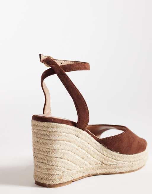 SEQWL Wide Fit – Espadrilles in Braun mit Keilabsatz, weite Passform, 4 von 4