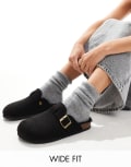 [SEQWL Wide Fit] SEQWL Wide Fit faux fur lined clogs in black 4 Black micro