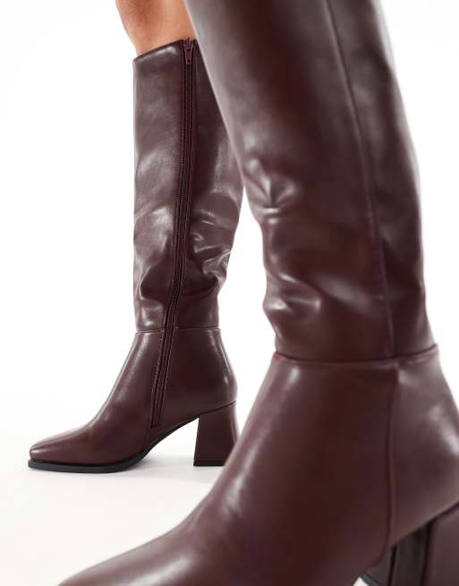 SEQWL Wide Fit - Fisher - Bottes à talon carré - Bordeaux, 2 de 4