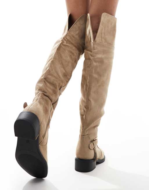 Seqwl Overknee Overknee Stiefel Schwarz Mit Absatz Overkneestiefel