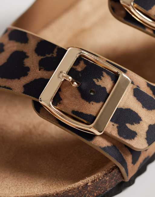 SEQWL Wide Fit - Flade sandaler med leopardprint og to spænder, 4 af 4