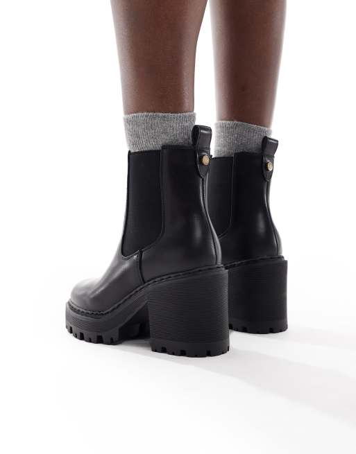 SEQWL Wide Fit - Fuzzy - Stivaletti neri con suola spessa a pianta larga, 4 di 4