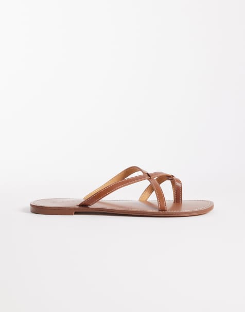 SEQWL Wide Fit - Gyldenbrune flade sandaler med stropper - view 1