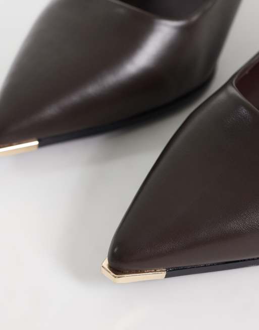 SEQWL Wide Fit heeled pumps with gold-tone detail in brown, 2 of 4