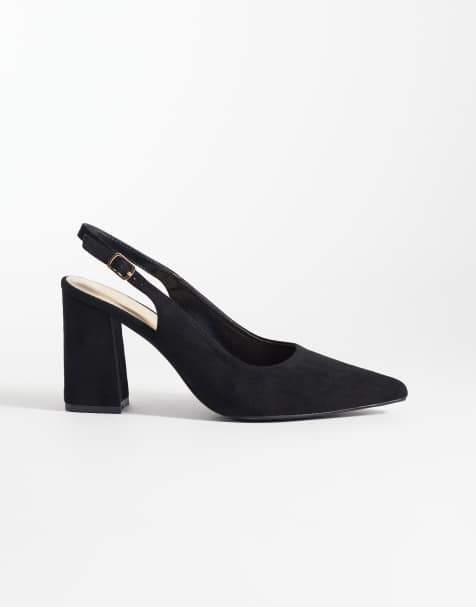 SEQWL Wide Fit Hogan sling back block heeled sandals in black - view 1