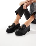 [SEQWL Wide Fit] SEQWL Wide Fit Jeep chunky tassel loafers in black 41 Black pu