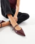 [SEQWL Wide Fit] SEQWL Wide Fit Jordan pointed toe ballet flats in patent burgundy-Black 41 Burgundy
