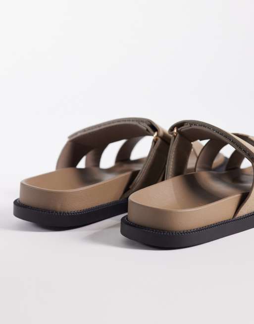 SEQWL Wide Fit - Kidman - Gråbrune sandaler med stropper i imiteret nubuck-læder, 4 af 4