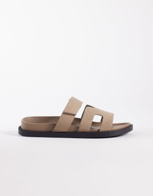 Seqwl Wide Fit Kidman Sandals With Straps In Neutral