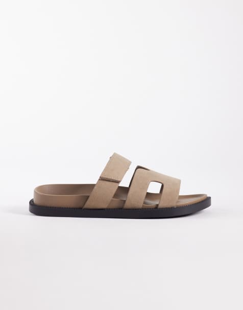 SEQWL Wide Fit Kidman sandals with straps in nubuck taupe - view 1