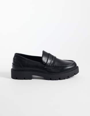 Seqwl Wide Fit Kinder Chunky Loafers In Black