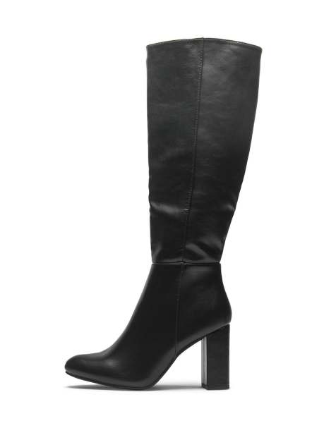 SEQWL Wide Fit Knee high boots with zip fastening mesh lined shoes in black - view 1