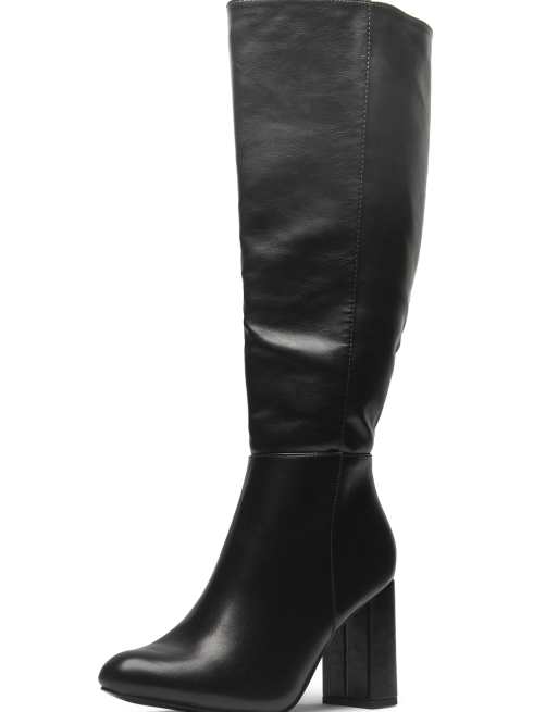 SEQWL Wide Fit Knee high boots with zip fastening mesh lined shoes in black, 3 of 4