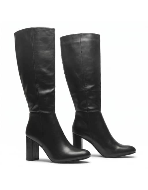 SEQWL Wide Fit Knee high boots with zip fastening mesh lined shoes in black, 4 of 4
