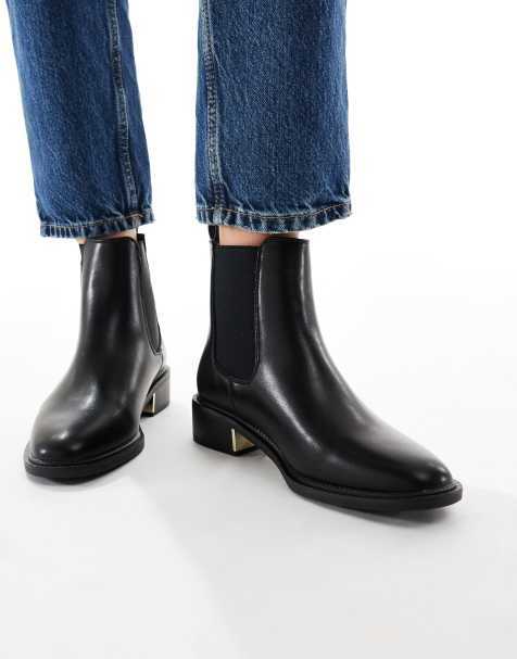 SEQWL Wide Fit Latte refined chelsea boots in black - view 1