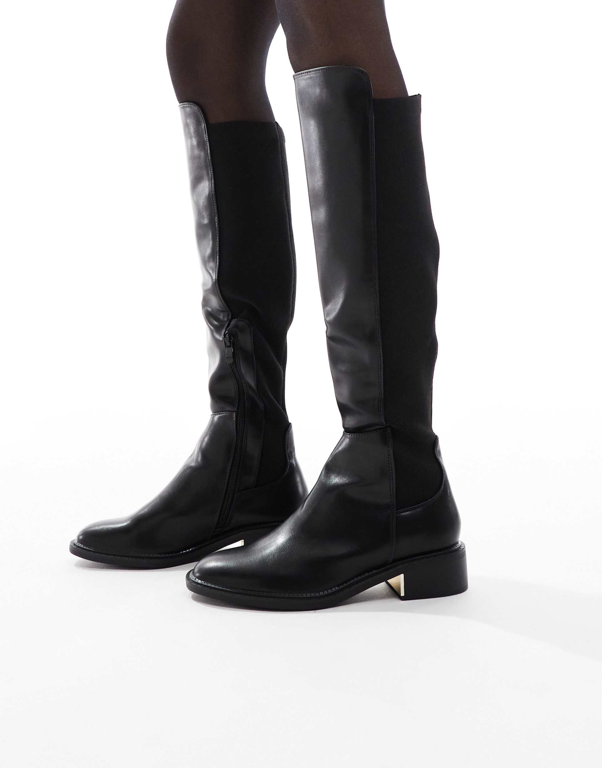 seqwl wide fit latte riding boots in black