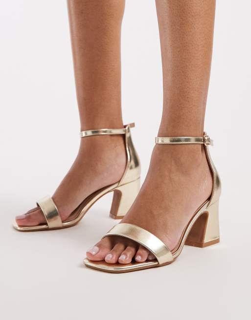 SEQWL - Wide Fit - Leal - Guldfarvede sandaler med blokhæl, 4 af 4