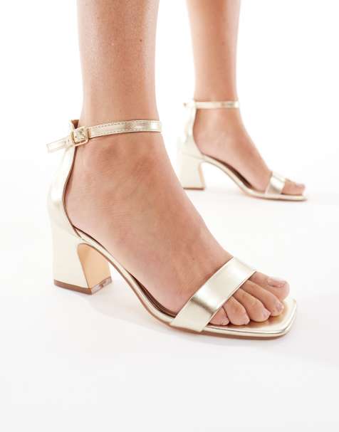 SEQWL Wide Fit Leal heeled sandals in gold - view 1
