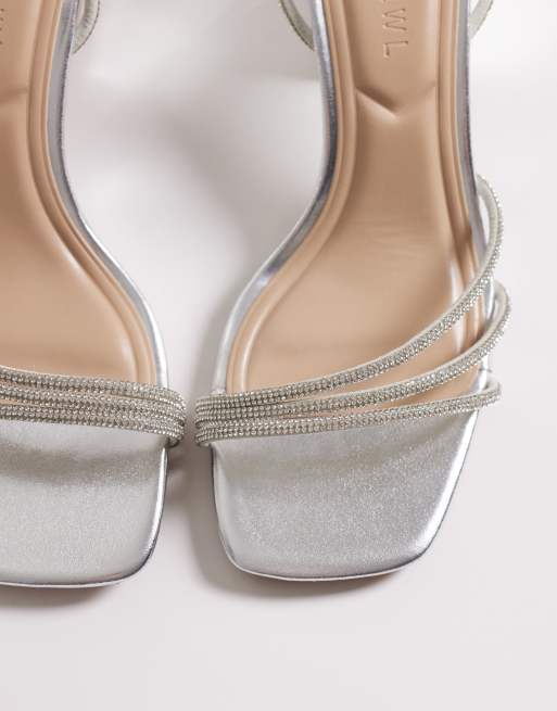 SEQWL Wide Fit - Leal - Scarpe con tacco largo a pianta larga color argento, 2 di 4