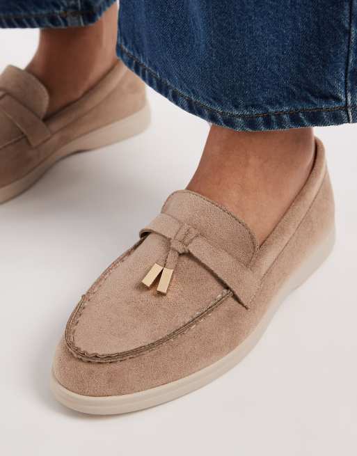 SEQWL Wide Fit loafers in taupe faux suede, 2 of 4