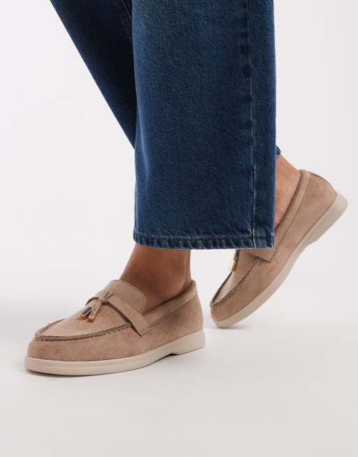 SEQWL Wide Fit loafers in taupe faux suede, 4 of 4