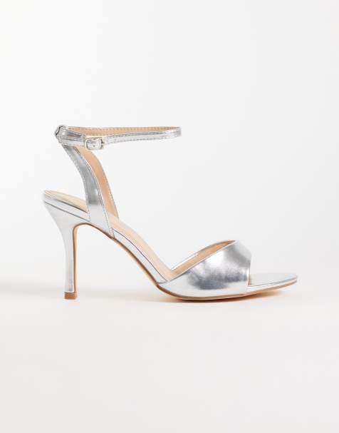SEQWL Wide Fit Lolly heeled sandal in silver - view 1
