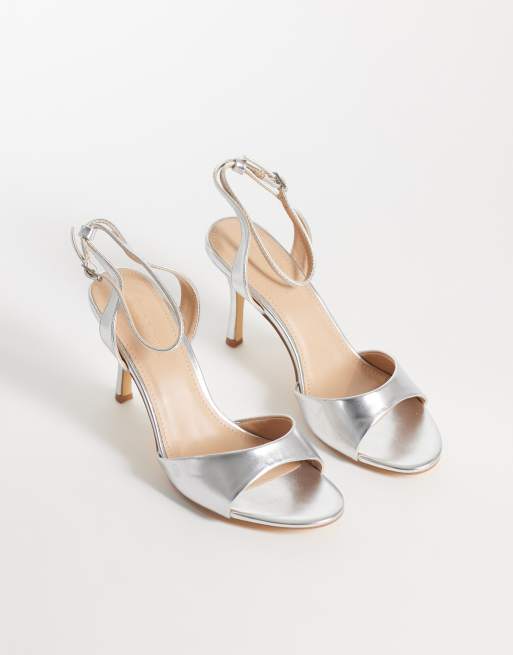 SEQWL Wide Fit Lolly heeled sandal in silver, 2 of 4