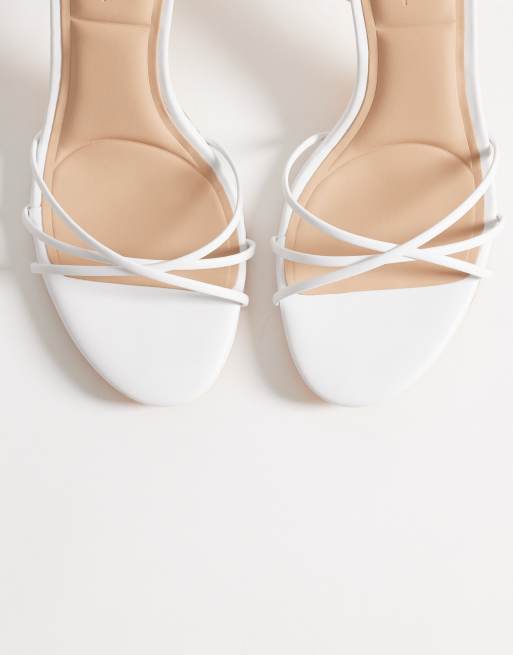 SEQWL Wide Fit Lolly heeled sandal in white, 2 of 4