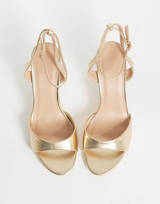 SEQWL Wide Fit - Lolly - Sandali con tacco a pianta larga color oro, 2 di 4