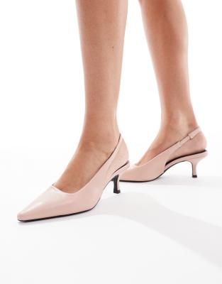 SEQWL Wide Fit - Maybach - Schuhe in sanftem Rosa mit Fersenriemchen und Kitten-Absatz