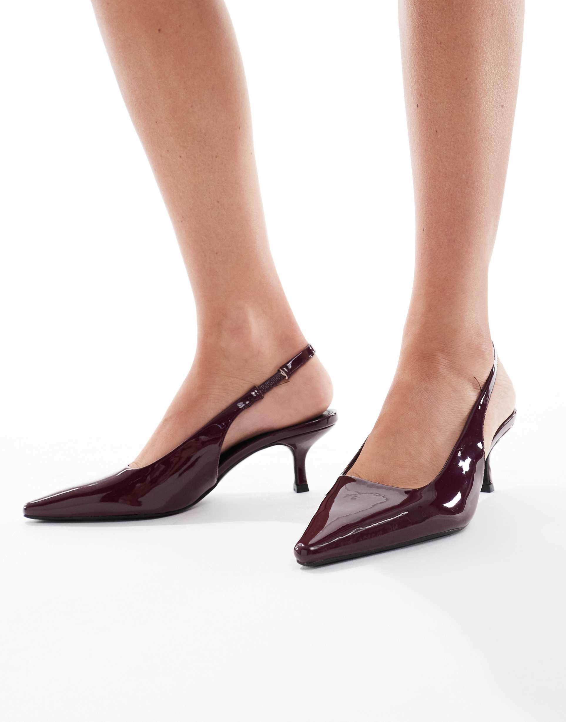 seqwl wide fit maybach slingback kitten heels in dark berry