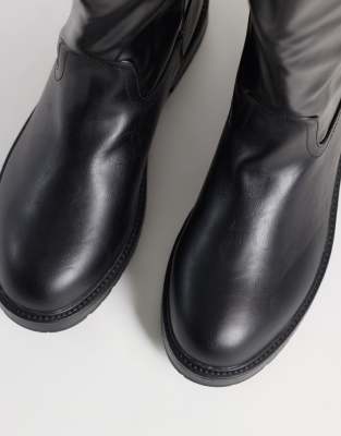 Seqwl Wide Fit Mickey Pull-on Knee Boots In Black