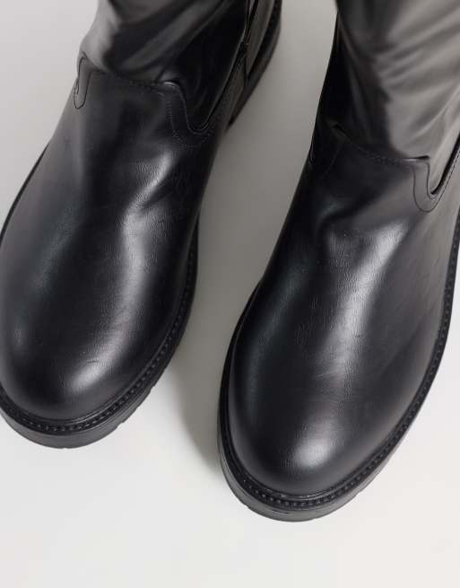 SEQWL Wide Fit Mickey pull on knee boots in black, 2 of 4