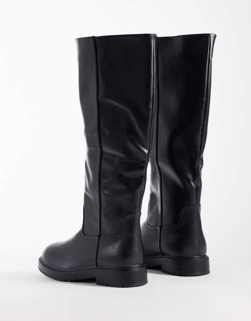 SEQWL Wide Fit Mickey pull on knee boots in black, 3 of 4