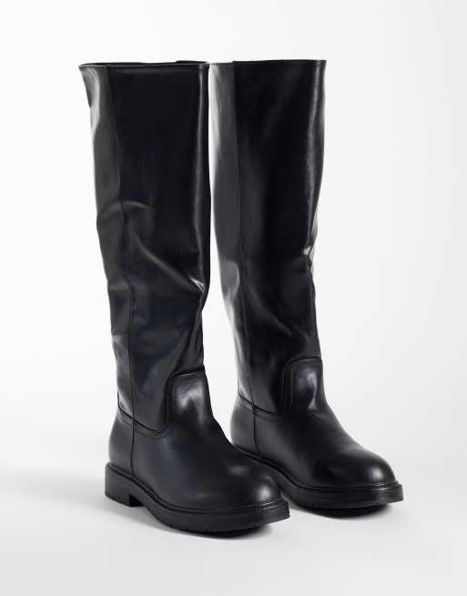 SEQWL Wide Fit Mickey pull on knee boots in black, 4 of 4