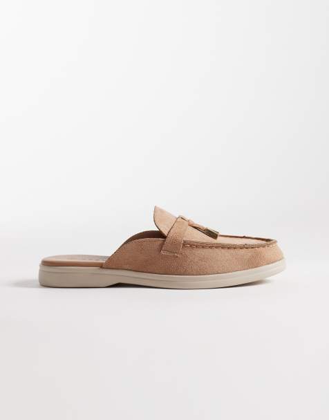 SEQWL Wide Fit mule tassel trim loafer in camel faux suede - view 1