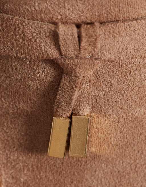  SEQWL Wide Fit mule tassel trim loafers in camel faux suede, 3 of 4