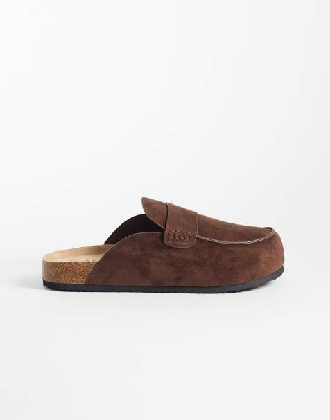 SEQWL Wide Fit - Mules estilo mocasín sin cierre en marrón chocolate - view 1