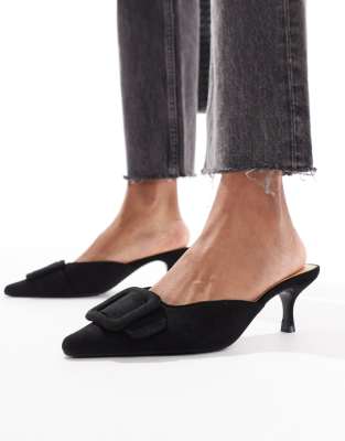 SEQWL Wide Fit - Mules in Schwarz mit Schleifendetail, weite Passform