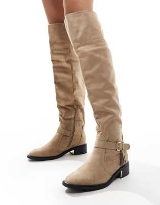 Seqwl Wide Fit Over The Knee Flat Boots With Tassels