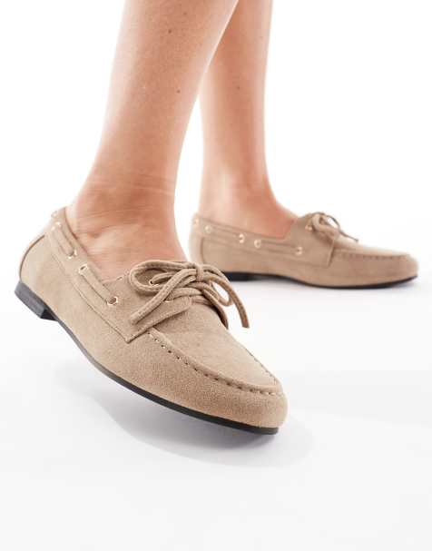 SEQWL Wide Fit Picnic boat shoes in taupe - view 1