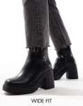 SEQWL Wide Fit platform boots in black